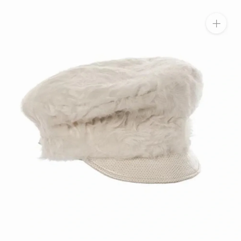 ERIC JAVITS PERSIAN CAP IN OFF WHITE ITALIAN LAMB FUR WITH LOGO BUCKLE PACKABLE - Picture 1 of 15